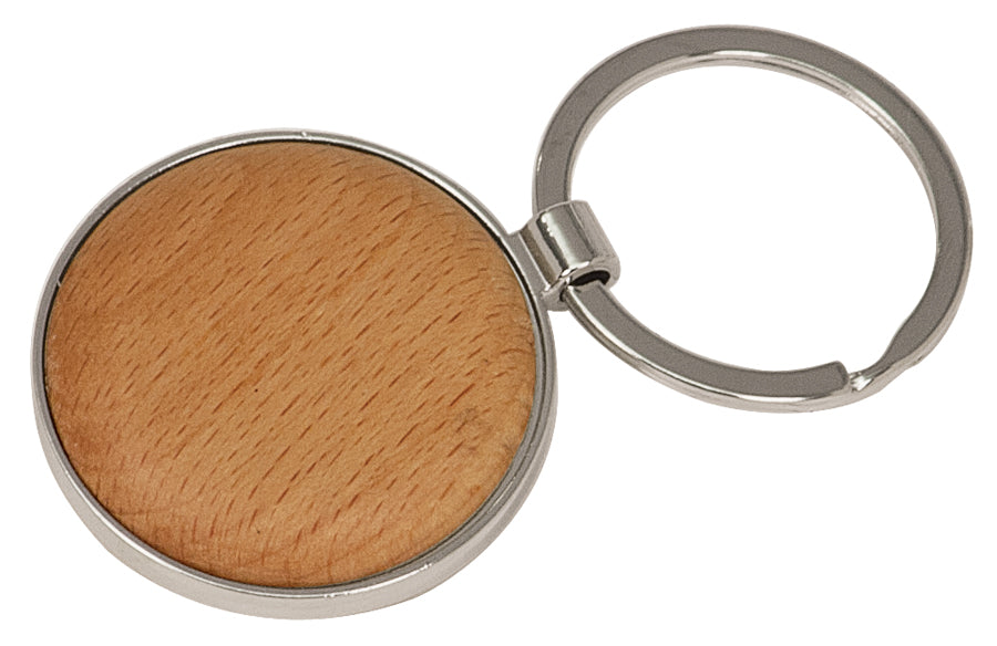 Round Wooden Key Chain - Laserable - 2 SIDES
